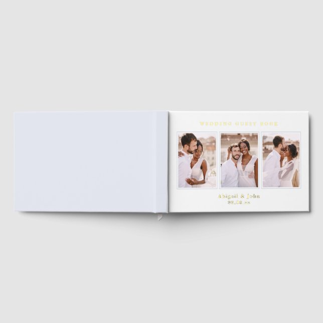 Elegant Blue Photo Collage Wedding  Guest Book (Full)