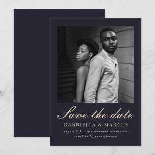 Elegant Blue Photo Wedding Save The Date