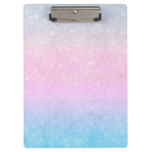Elegant Blue Pink Silver Glitter Design Clipboard