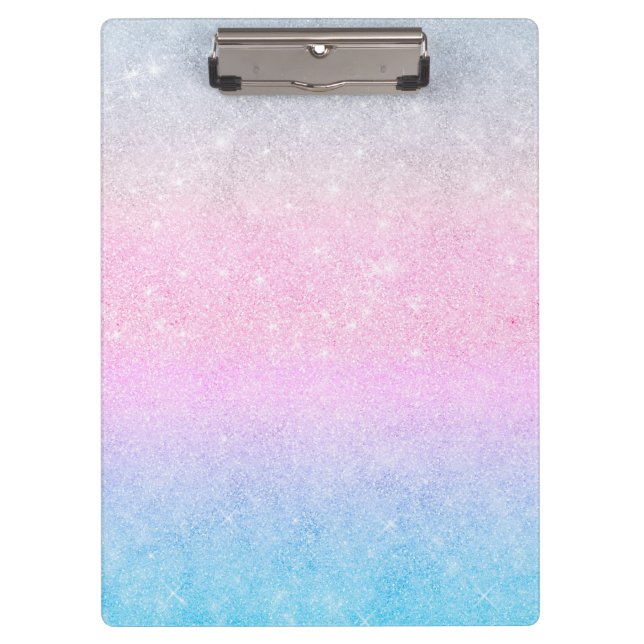 Elegant Blue Pink Silver Glitter Design Clipboard (Front)