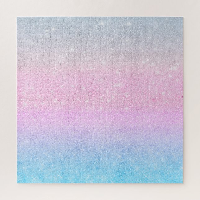 Elegant Blue Pink Silver Glitter Design Jigsaw Puzzle (Vertical)