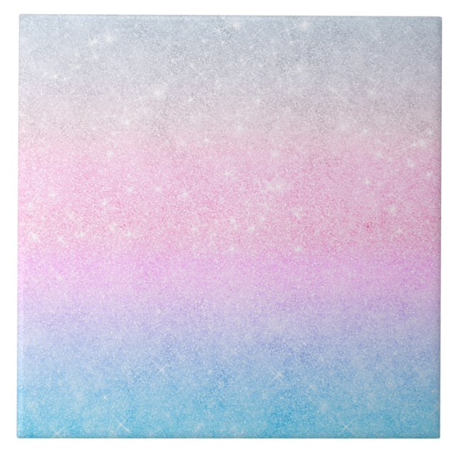 Elegant Blue Pink Silver Glitter Design Tile (Front)