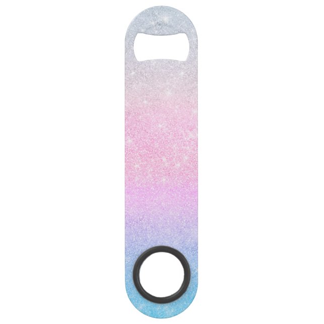Elegant Blue Pink Silver Glitter Gradient Design Bar Key (Front)