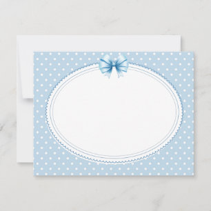 Elegant Blue Polka Dot Frame with Satin Bow Card
