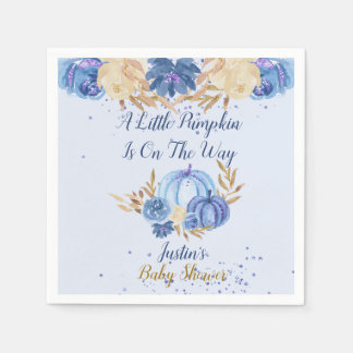 Elegant Blue Pumpkin Baby Shower Napkin