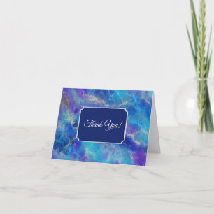 Elegant Blue, Purple, and Gold Marble Pattern Thank You Card