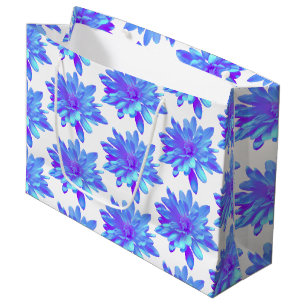 Elegant blue purple floral flower large gift bag