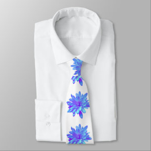 Elegant blue purple floral flower  tie
