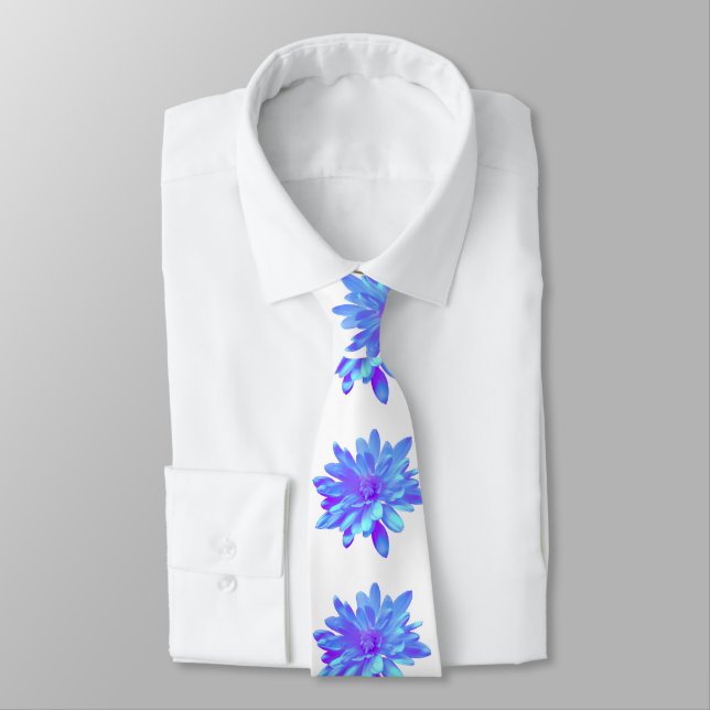 Elegant blue purple floral flower  tie (Tied)