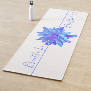 Elegant blue purple floral flower yoga mat