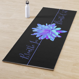 Elegant blue purple floral flower  yoga mat