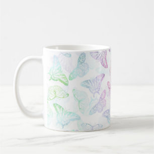 Elegant Blue Purple Glitter Butterfly Glam Design Coffee Mug