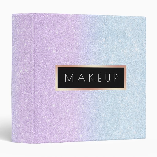 Elegant blue & purple glitter makeup artist binder (Front/Spine)