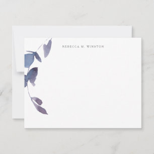 Elegant Blue Purple Greenery Stationery Card