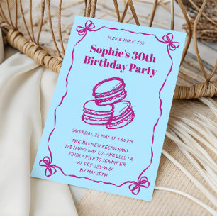 Elegant Blue & Purple Macaron 30th Birthday Party Invitation
