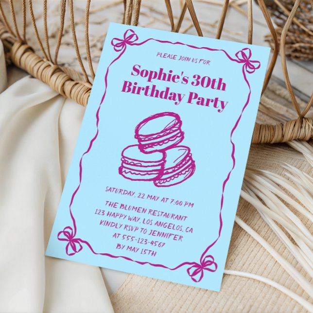 Elegant Blue & Purple Macaron 30th Birthday Party Invitation (Creator Uploaded)