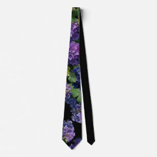 Elegant blue purple magenta green floral hydrangea tie