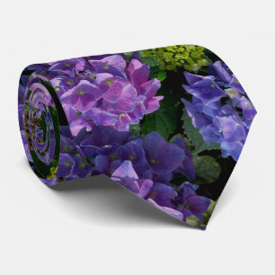 Elegant blue purple magenta green floral hydrangea tie