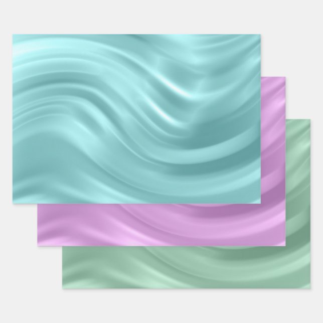 Elegant Blue Purple Teal Swirl Pattern Chic Wrapping Paper Sheet (Set)