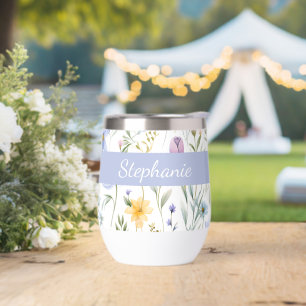 Elegant Blue Purple Watercolor Wildflower 