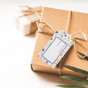 Elegant Blue Purple Watercolor Wildflower  Gift Tags