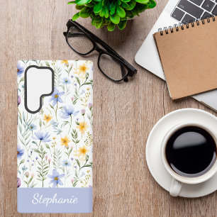 Elegant Blue Purple Watercolor Wildflower  Samsung Galaxy Case