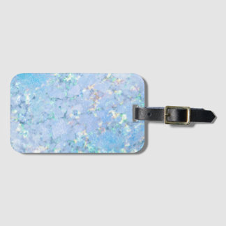 Elegant blue rainbow holographic marble ice luggage tag