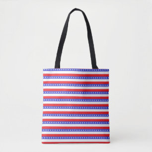 Elegant Blue Red White Stripes Tote Bag