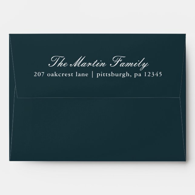 Elegant Blue Return Address with Photo Envelope (Back (Top Flap))