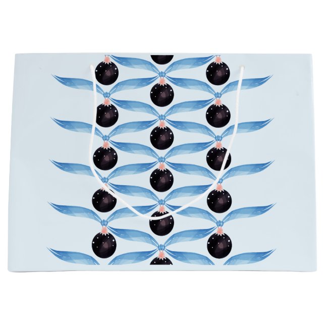 Elegant Blue Ribbon and Black Ornament Gift Bag (Front)