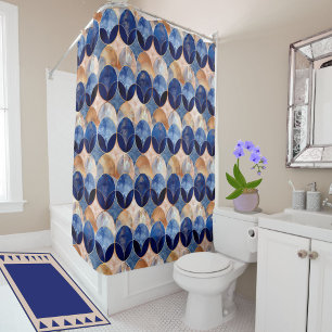 Elegant Blue + Rose Gold Luxury Geometric Pattern