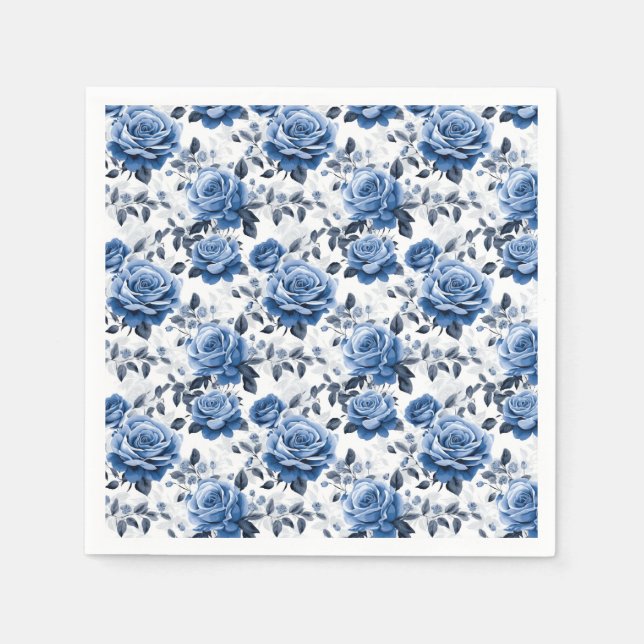 Elegant blue rose pattern napkin (Front)