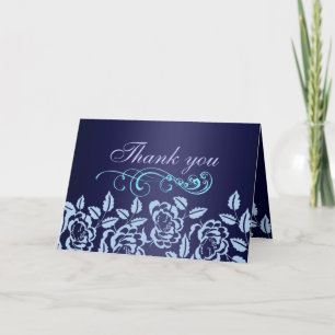 Elegant Blue Rose Thank You Card