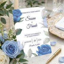 Elegant Blue Rose Watercolor Floral Wedding