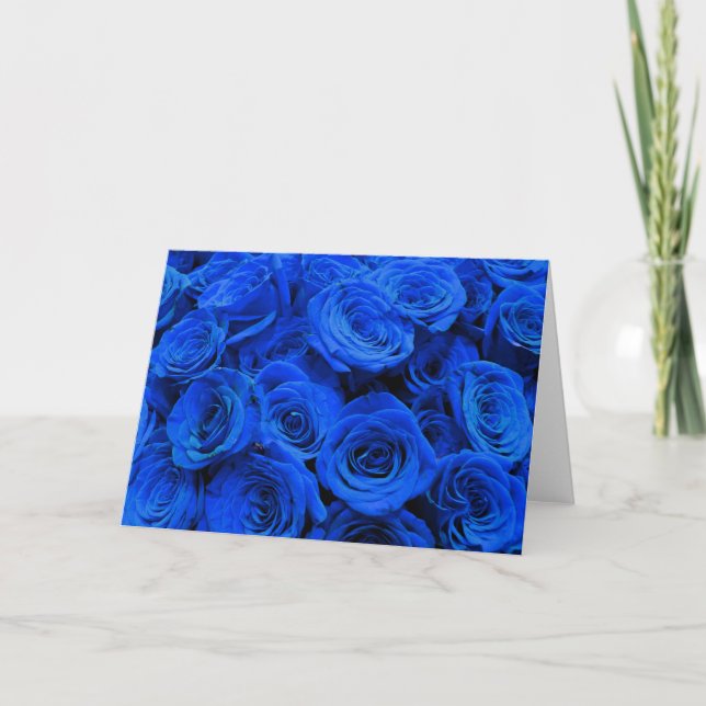 Elegant blue roses blue flowers blue floral card (Front)