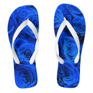Elegant blue roses blue flowers blue floral flip flops
