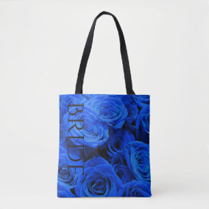 Elegant blue roses blue flowers blue floral tote bag