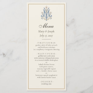 Elegant Blue Roses Catholic Wedding Menu   Marian 