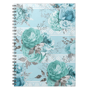 Elegant Blue Roses Lace details Notebook