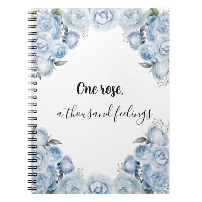 Elegant Blue Roses Notebook (Front)