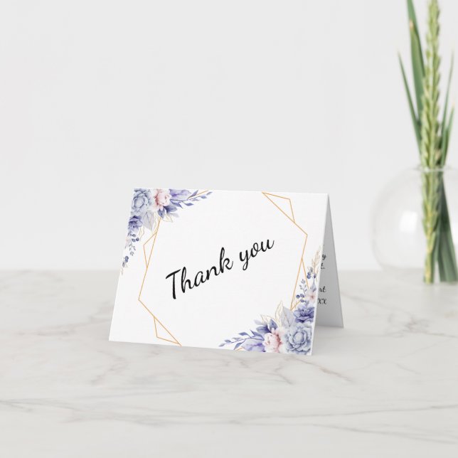 Elegant Blue roses Thank you Card (Front)