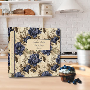 Elegant Blue Roses Vintage Floral Pattern Binder