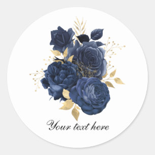 Elegant blue roses Wedding customizable Classic Round Sticker