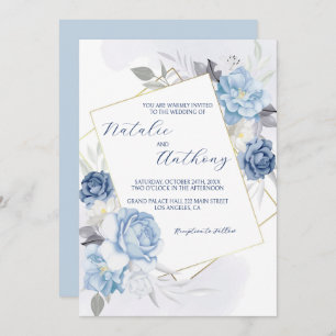 Elegant Blue Roses Wedding Invitation