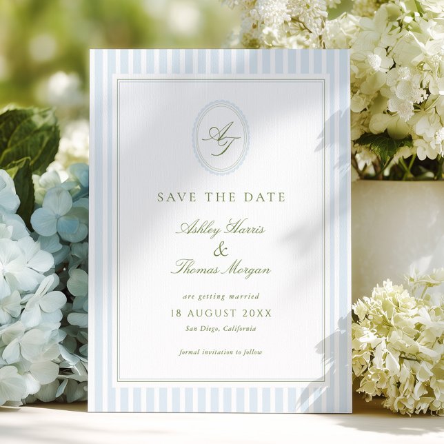 Elegant Blue & Sage Wedding  Save The Date (Creator Uploaded)