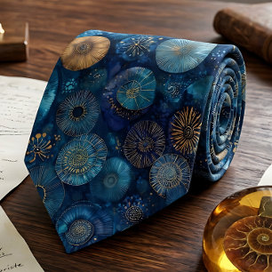 Elegant Blue Sapphire Ammonite Fossil Tie