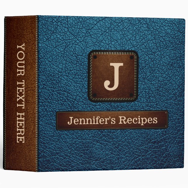 Elegant Blue sapphire Leather Look Binder (Front/Spine)