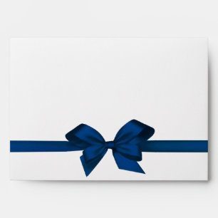 Elegant Blue Satin Bow on White Envelope