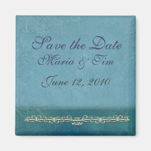 Elegant blue save the date template magnet