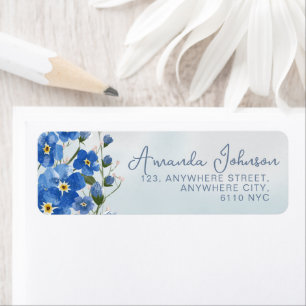 Elegant Blue Script Botanical Watercolor 